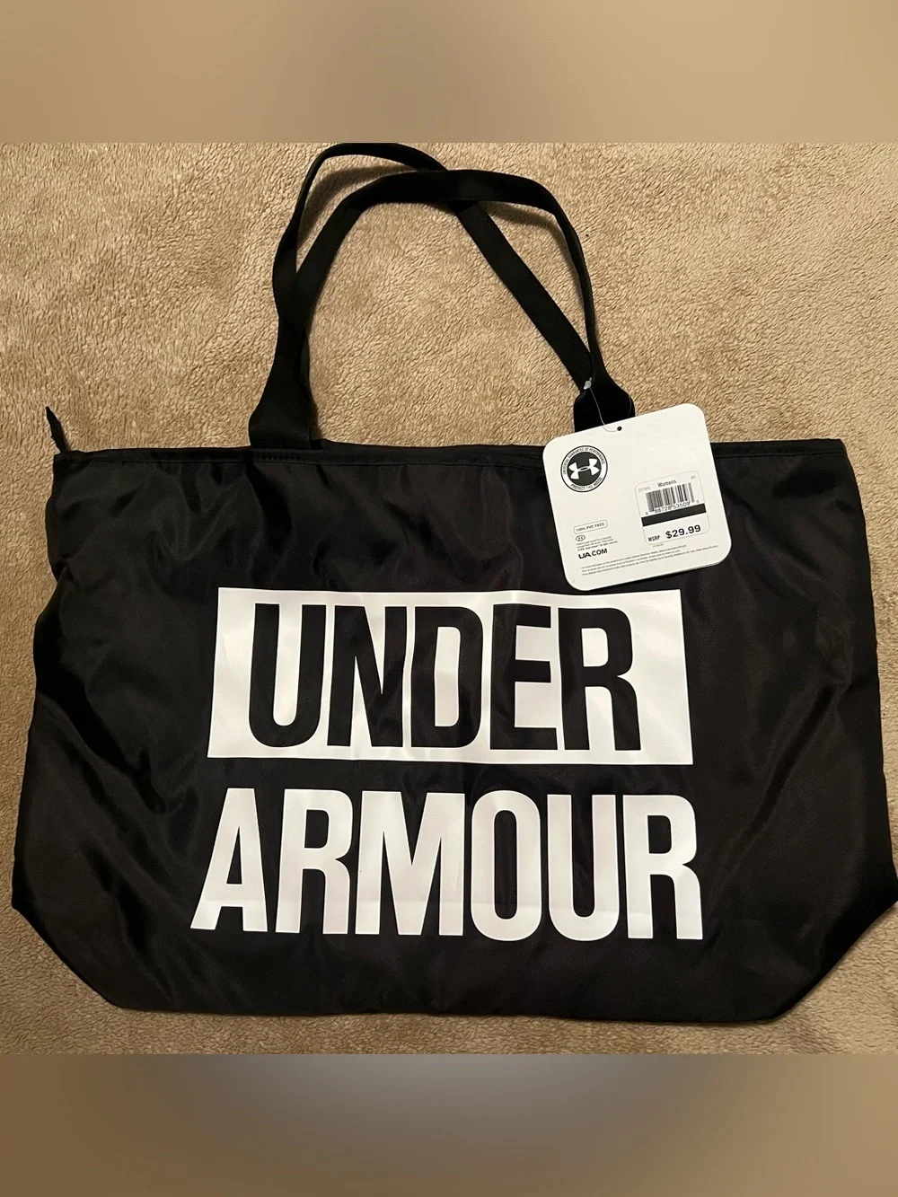Large Under Armour Black and White Logo Tote Bag - Brand NWT